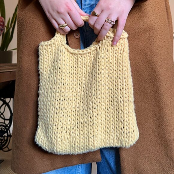 Handcrafted Yellow Knit Mini Bag - Picture 1 of 6